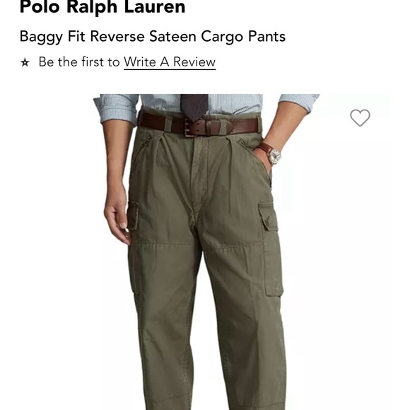 Polo Ralph Lauren Baggy Fit Reverse Sateen Cargo Surplus Pants Men’s Size 36x34 - Picture 2 of 7